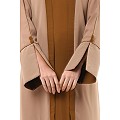 Dual colored layered abaya- Skin-Mustard